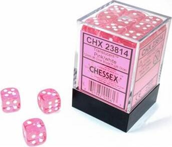 Translucent 12mm D6 Pink/white Dice Block™ (36 dice) - Image 4