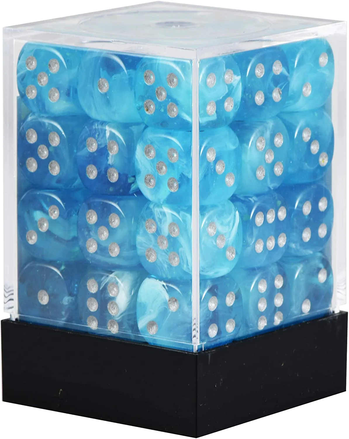 Luminary™ 12mm D6 Sky/silver Dice Block™ (36 dice)
