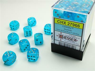 Luminary™ 12mm D6 Sky/silver Dice Block™ (36 dice) - Image 8