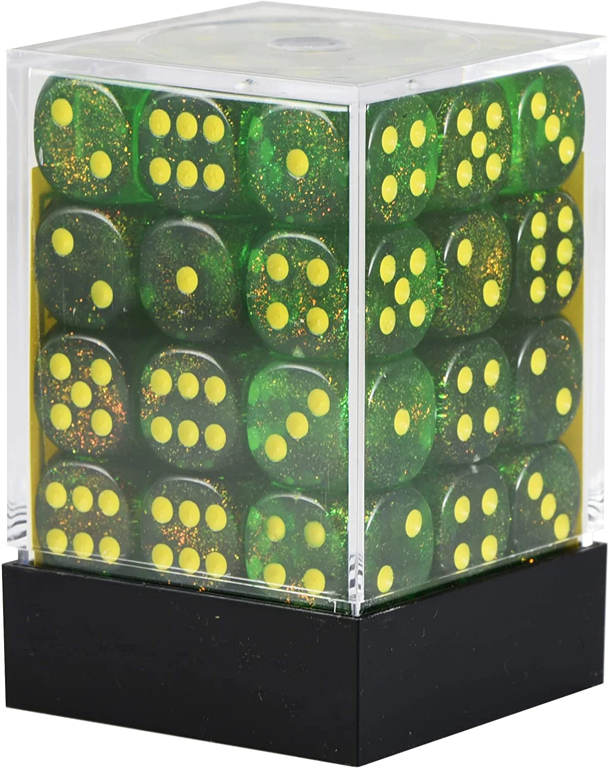 Borealis® 12mm D6 Maple Green/yellow Dice Block™ (36 dice)