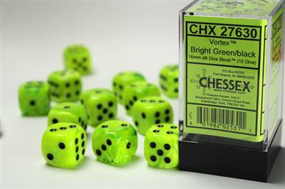 Vortex® 16mm D6 Bright Green/black Dice Block™ (12 dice) - Image 5