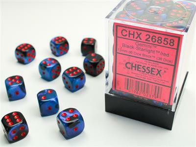 Gemini® 12mm D6 Black-Starlight/red Dice Block™ (36 dice) - Image 4