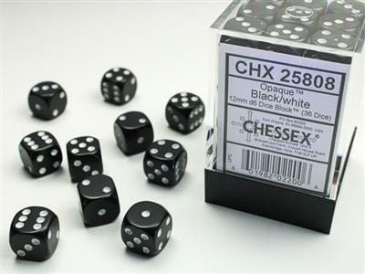 Opaque 12mm D6 Black/white Dice Block™ (36 dice) - Image 2