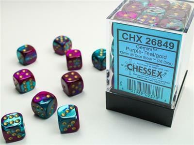 Gemini® 12mm D6 Purple-Teal/gold Dice Block™ (36 dice) - Image 3