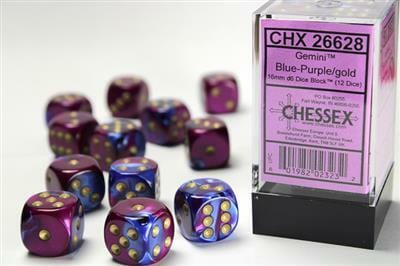 Gemini® 16mm D6 Blue-Purple/gold Dice Block™ (12 dice) - Image 2