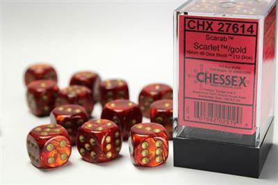 Scarab® 16mm D6 Scarlet™/gold Dice Block™ (12 dice) - Image 4