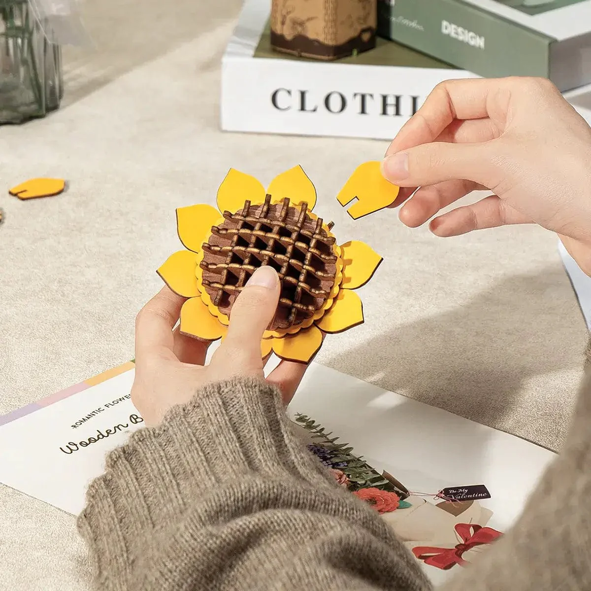 3D Wooden Flower Puzzle Bouquet - Image 3