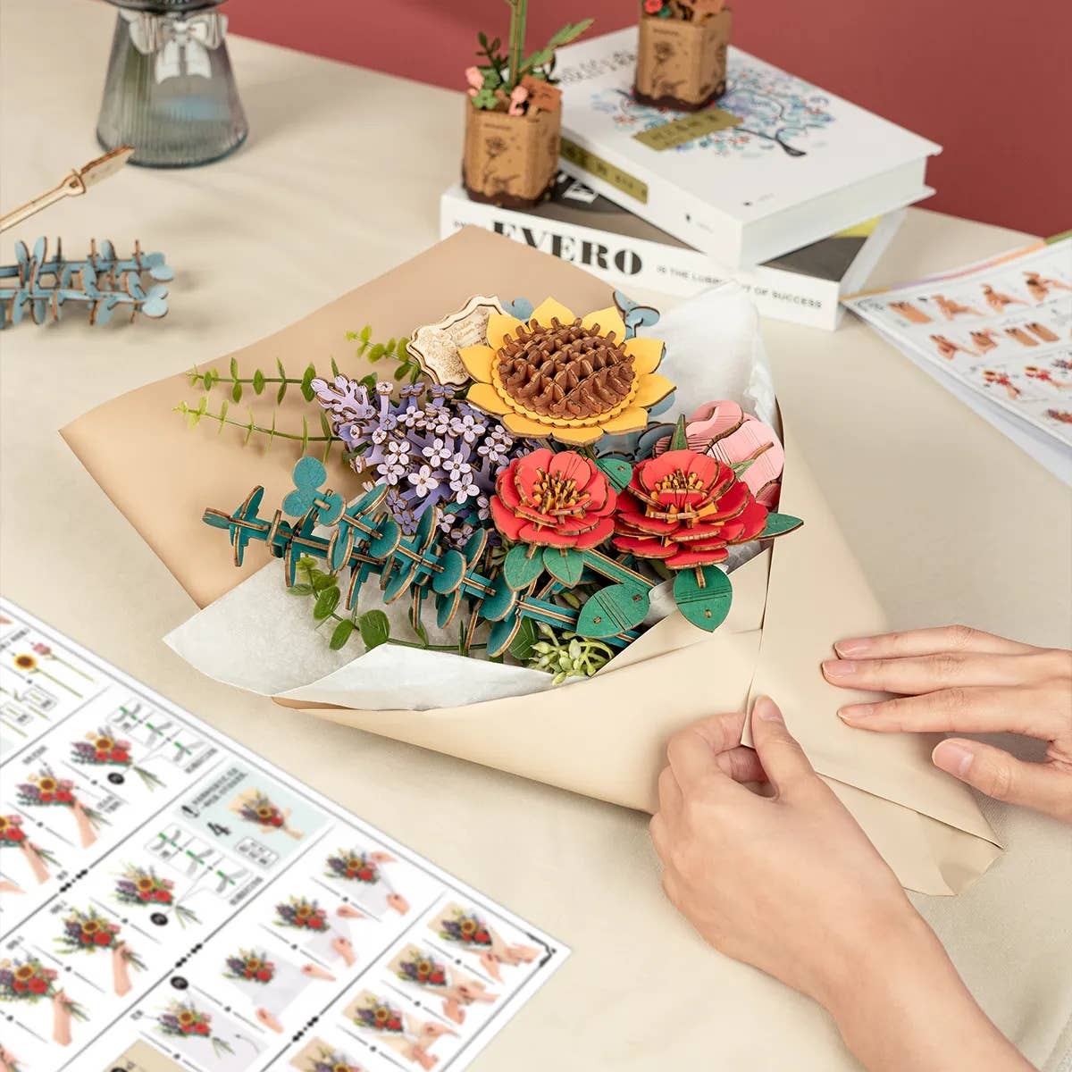 3D Wooden Flower Puzzle Bouquet - Image 4