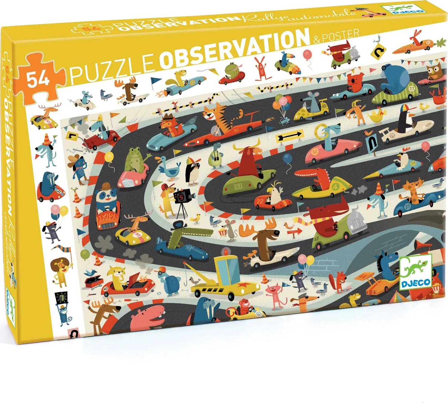 Djeco Automobile Rally 54Pc Observation Jigsaw Puzzle + Poster - Image 5