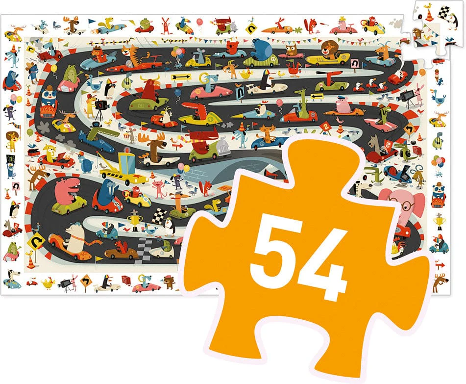 Djeco Automobile Rally 54Pc Observation Jigsaw Puzzle + Poster - Image 7