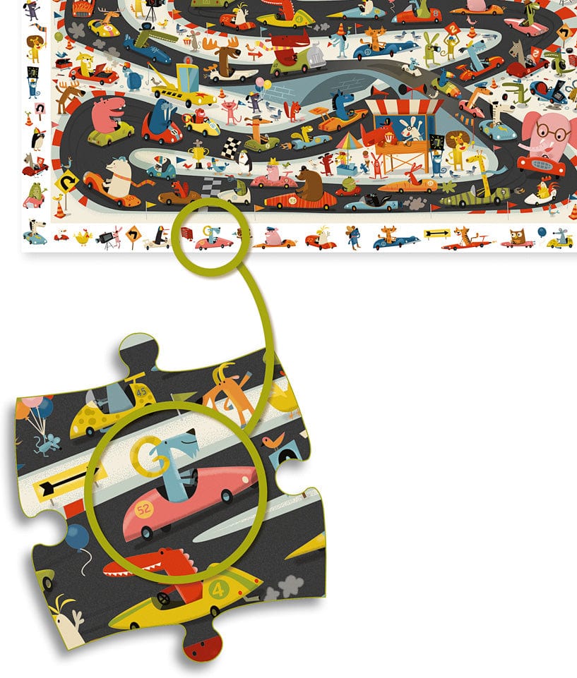 Djeco Automobile Rally 54Pc Observation Jigsaw Puzzle + Poster - Image 9