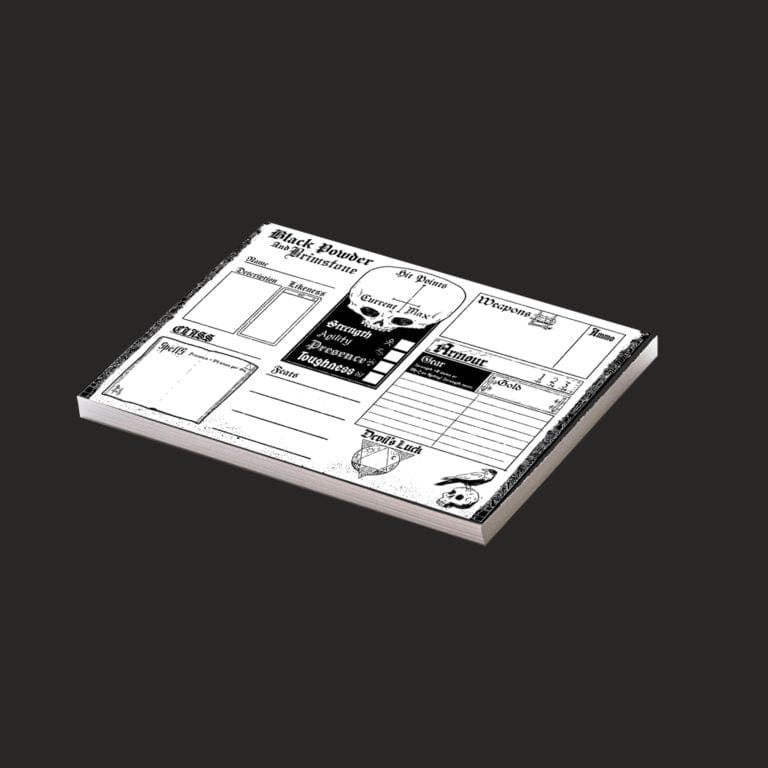 Black Powder And Brimstone Character Sheets