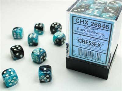 Gemini® 12mm D6 Black-Shell/white Dice Block™ (36 dice) - Image 2