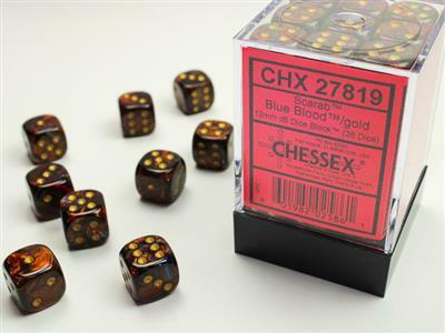 Scarab® 12mm D6 Blue Blood™/gold Dice Block™ (36 dice) - Image 6