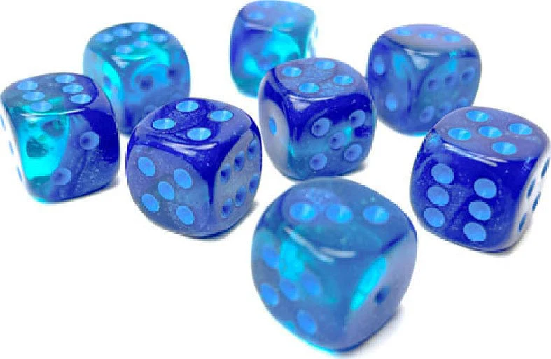 Gemini® 12mm D6 Blue-Blue/light blue Luminary™ Dice Block™ (36 dice) - Image 8