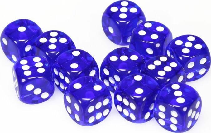 Translucent 16mm D6 Blue/white Dice Block™ (12 dice) - Image 3