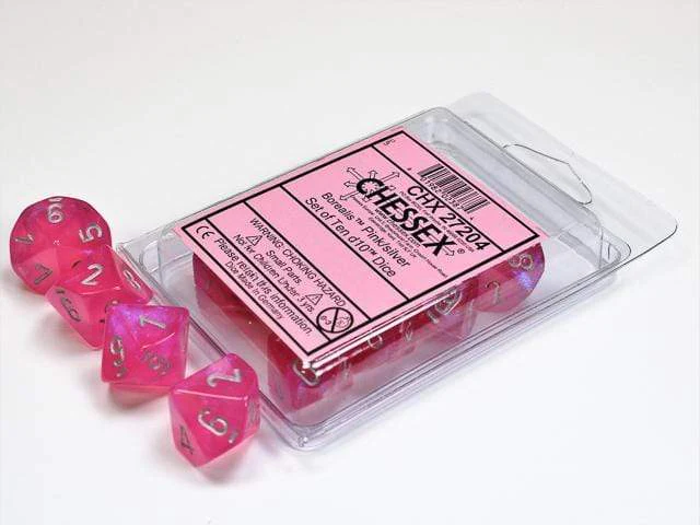 Borealis Pink Silver d10 Set