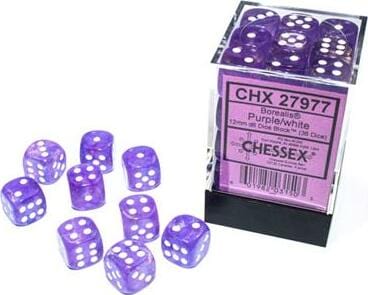 Borealis Purple/white Luminary 12mm d6 Dice Block (36 dice)