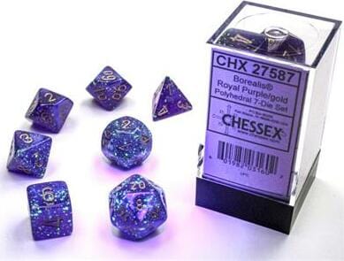 Borealis Royal Purple/gold Luminary Polyhedral 7-Die Set - Image 3