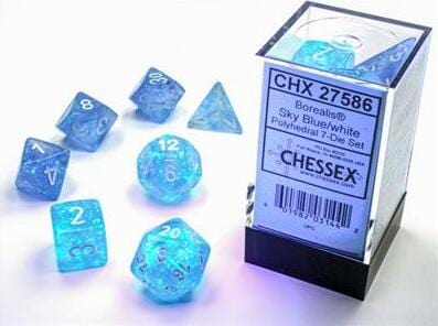Borealis Sky Blue/white Luminary Polyhedral 7-Die Set - Image 3