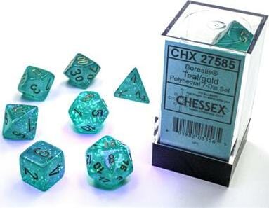 Borealis Teal/gold Luminary Polyhedral 7-Die Set - Image 12