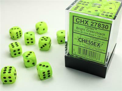 Vortex® 12mm D6 Bright Green/black Dice Block™ (36 dice) - Image 4