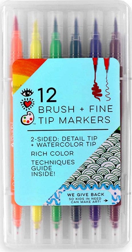 Iheartart 12 Brush Tip Fine Tip Markers - Image 4