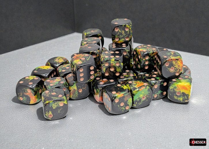 Brush Deep Forest/gold d6 Dice Block (36 Dice)