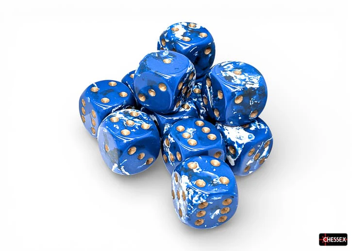 Brush Wavebreak/gold 16mm d6 Dice Block (12 dice) - Image 2