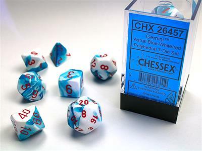 Gemini Astral Blue-White/red Polyhedral 7-Die Set