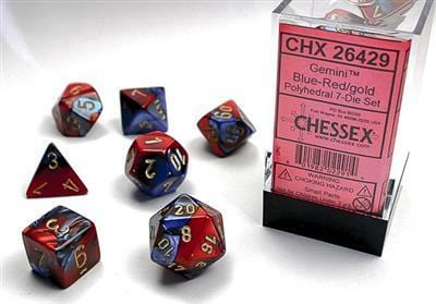 Gemini Blue-Red/gold Polyhedral 7-Die Set - Image 2