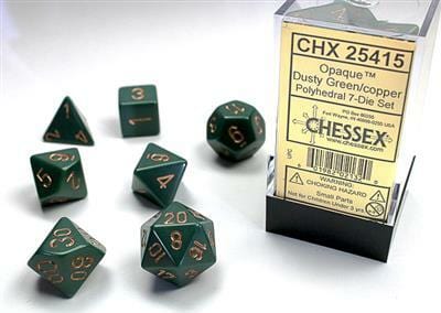 Opaque Polyhedral Dusty Green/copper 7-Die Set