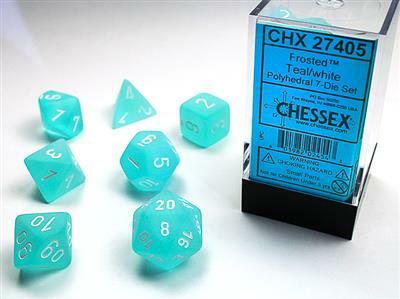 Frosted Teal/white Polyhedral 7-Die Set - Image 4
