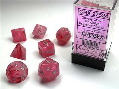 Ghostly Glow Pink/silver Polyhedral 7-Die Set