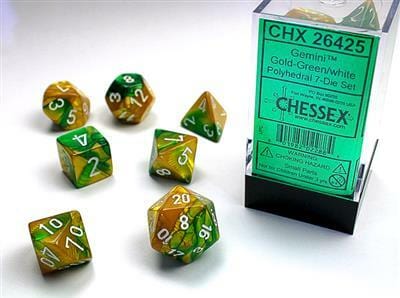Gemini Gold-Green/white Polyhedral 7-Die Set - Image 5
