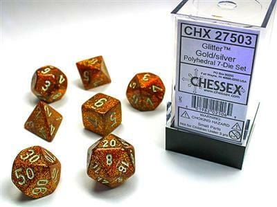 Glitter Gold/silver Polyhedral 7-Die Set