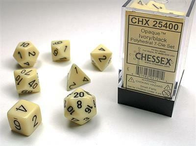 Opaque Polyhedral Ivory/black 7-Die Set - Image 2