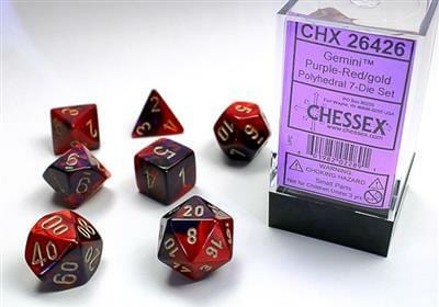 Gemini Purple-Red/gold Polyhedral 7-Die Set