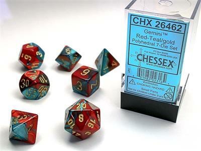 Gemini Red-Teal/gold Polyhedral 7-Die Set - Image 5