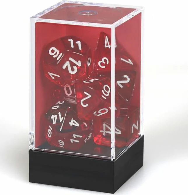 Translucent Polyhedral Red/white 7-Die Set - Image 2