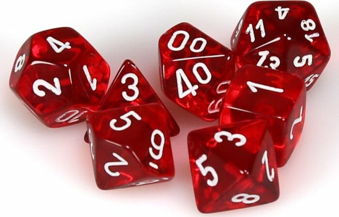 Translucent Polyhedral Red/white 7-Die Set - Image 3
