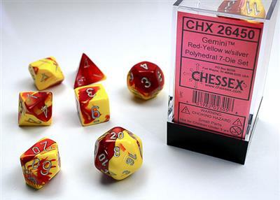 Gemini Red-Yellow/silver Polyhedral 7-Die Set - Image 4