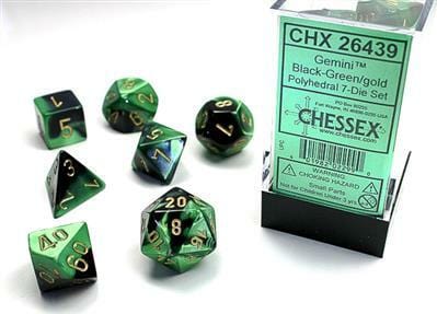 Gemini Black-Green/gold Polyhedral 7-Die Set - Image 2