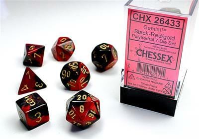 Gemini Black-Red/gold Polyhedral 7-Die Set