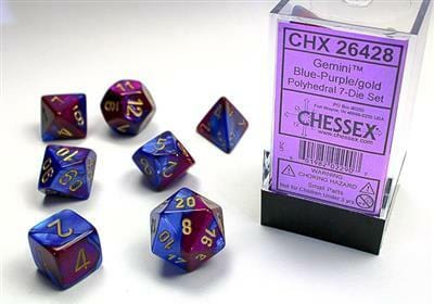 Gemini Blue-Purple/gold Polyhedral 7-Die Set