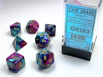 Gemini Purple-Teal/gold Polyhedral 7-Die Set