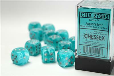 Cirrus® 16mm D6 Aqua/silver Dice Block™ (12 dice) - Image 3