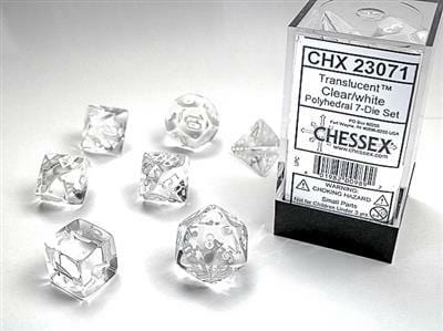 Translucent Polyhedral Clear/white 7-Die Set - Image 4