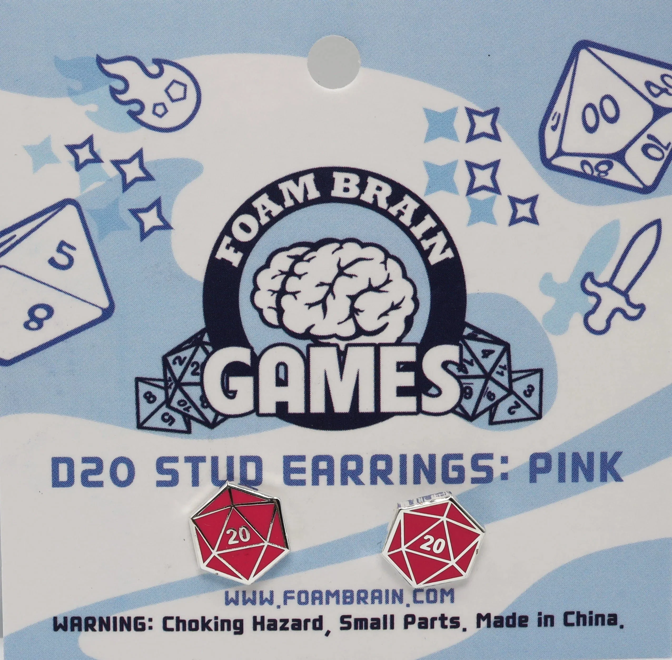 D20 Stud Earrings: Pink