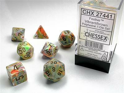 Festive Vibrant/brown Polyhedral 7-Die Set - Image 3